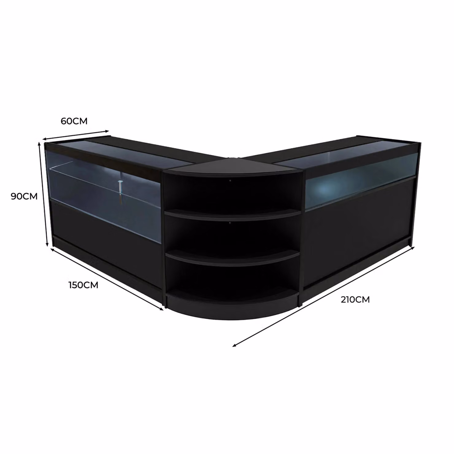 Monstershop Harmonia LED Shop Counter Set B1500, C1500 & LM60 in Black – 2