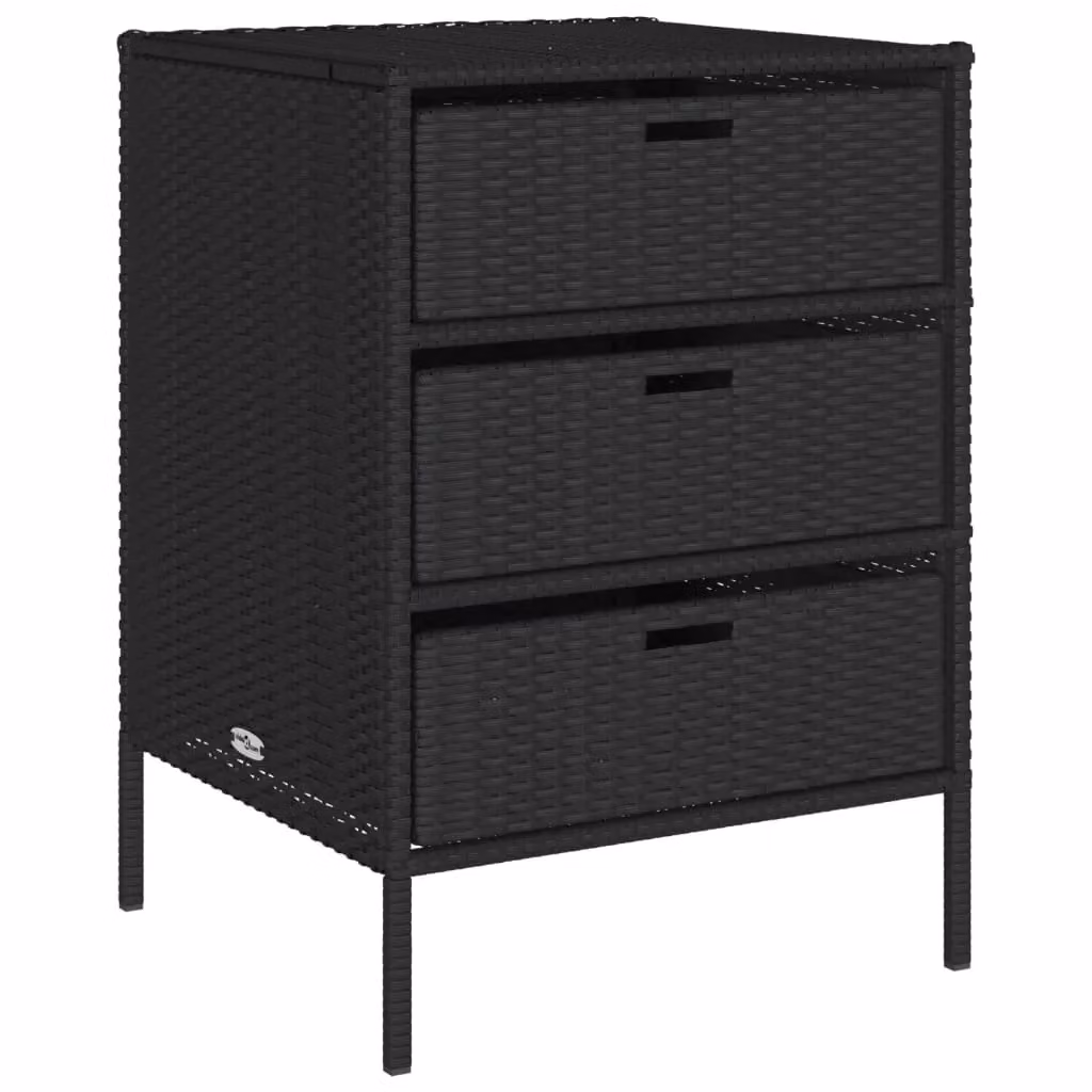 Berkfield Home Black Poly Rattan Garden Storage Cabinet W/D/H: 55 x 59 x 80 cm – 2