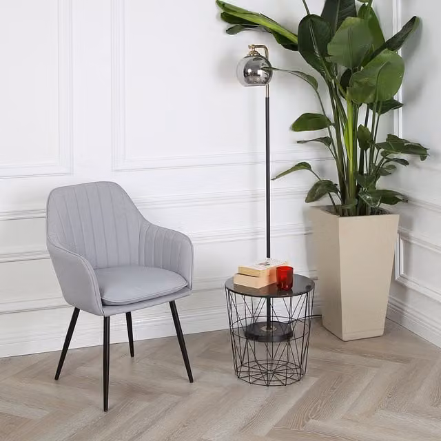 Home Garden Direct Denia Linen Accent Chair Set of 2, Grey