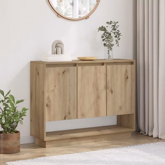 Berkfield Home Artisan Oak Sideboard in Brown, W/D/H: 97 x 29 x 75 cm – 1