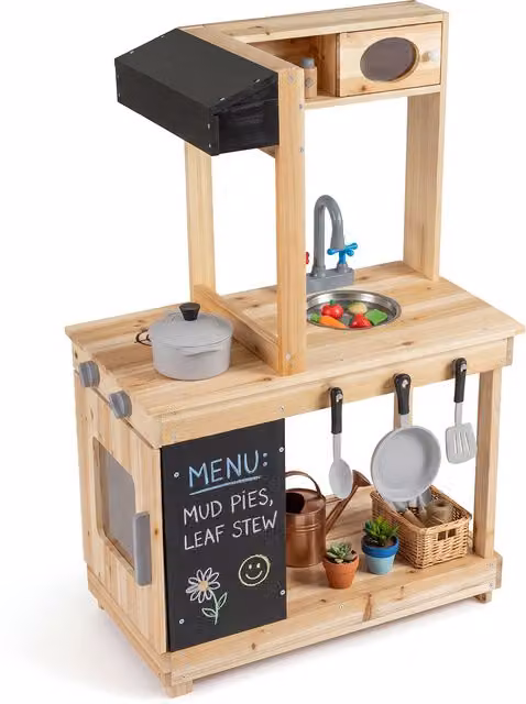 Costway Wooden Chef Pretend Kitchen Toy in Brown