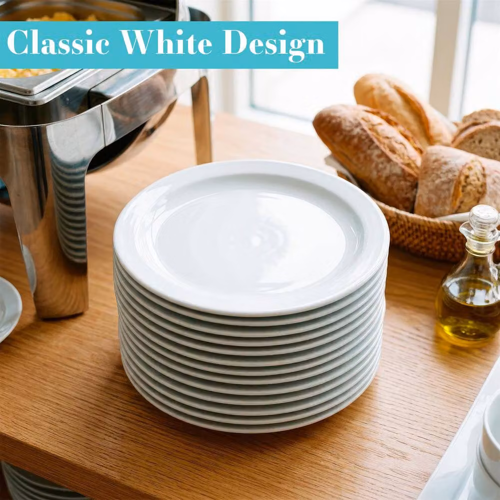 Argon Tableware Classic White Porcelain Dinner Plates, Pack of 24, Diameter: 23 cm – 3
