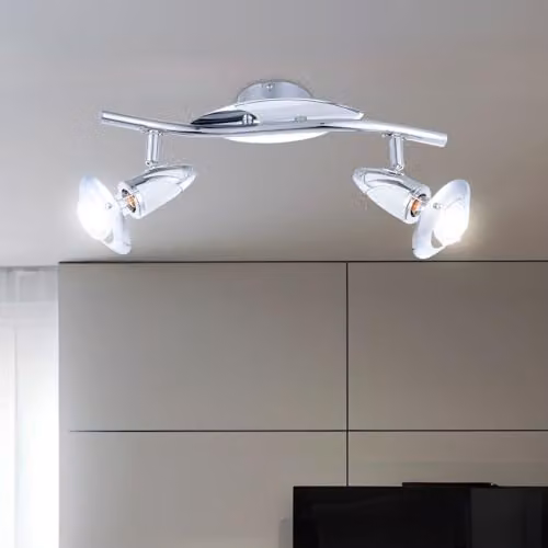 Netlighting Lord Twin Ceiling Spotlight in Chrome with 2x E14 Adjustable Metal Lamps – 2