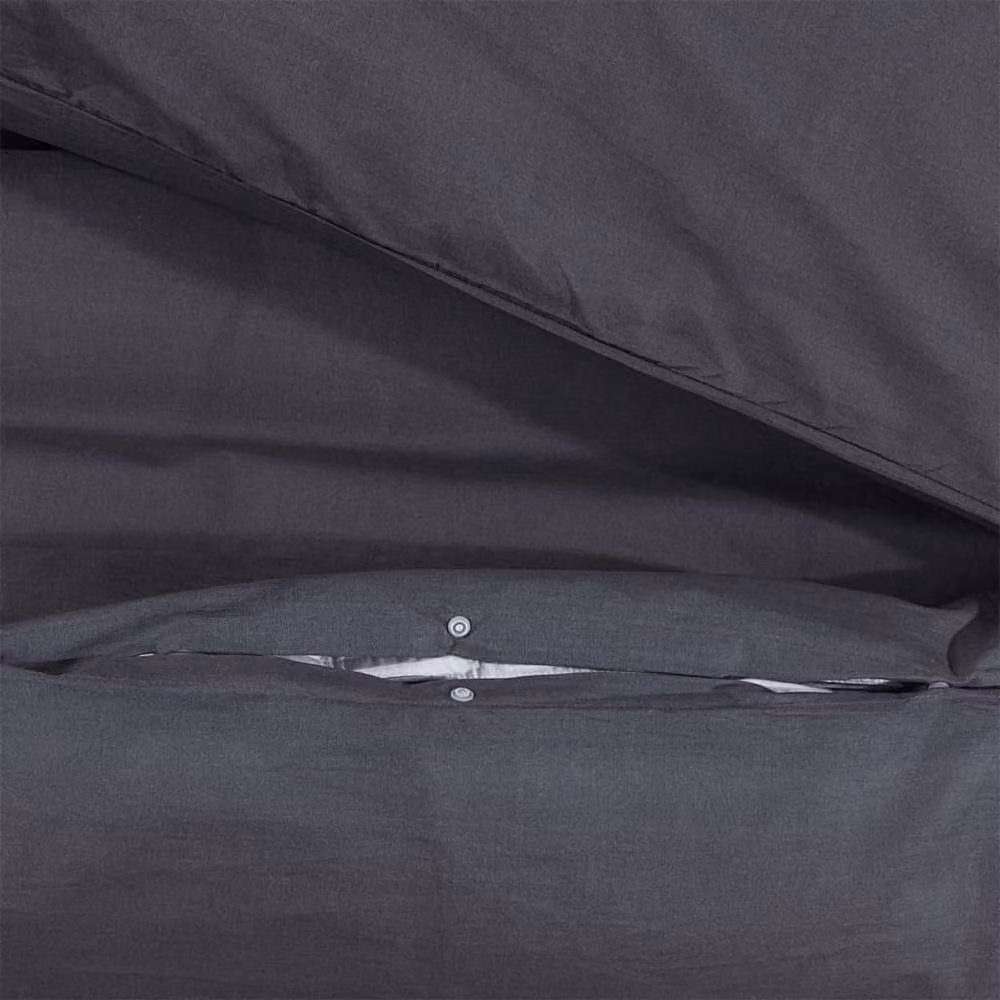Berkfield Home Elegant Cotton Duvet Cover and Pillowcase Set, Black, W/D/H: 200 x 220 cm and 80 x 80 cm – 4