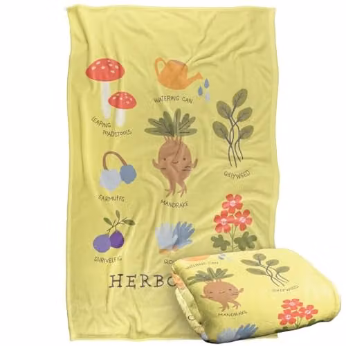 Warner Bros. Harry Potter Lets Learn Herbology Super Soft Fleece Throw Blanket, Multicolour, W: 91.44 cm x D: 91.44 cm x H: 147.32 cm