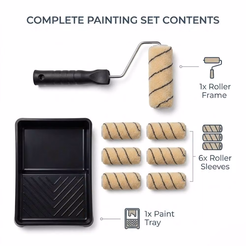 Bedsland Paint Tray Kit with 9in Roller Frame and 6 Emulsion Rollers for Water-Based Paint, Multicolour – 4
