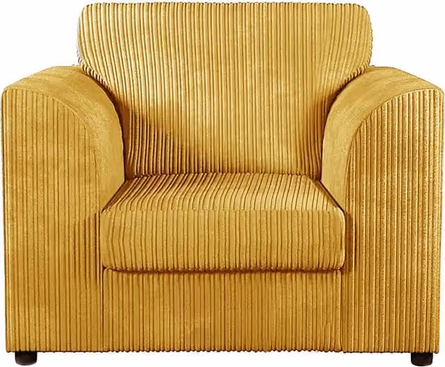 Furnishings For Less UK Luxor Jumbo Cord Fabric Armchair in Mustard Yellow – 1