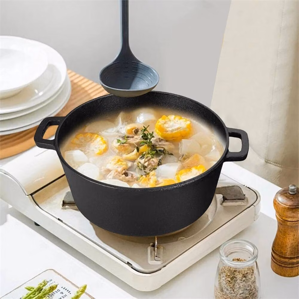 Nordara Black 2-in-1 Cast Iron Casserole Dutch Oven with Lid, 4.5 l – 4