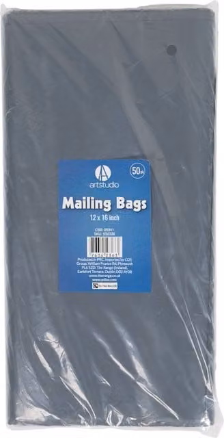Art Studio Self-Adhesive Plastic Mailing Bags, Grey, W: 30.48 cm x H: 50.0 cm x D: 30.48 cm, Pack of 50