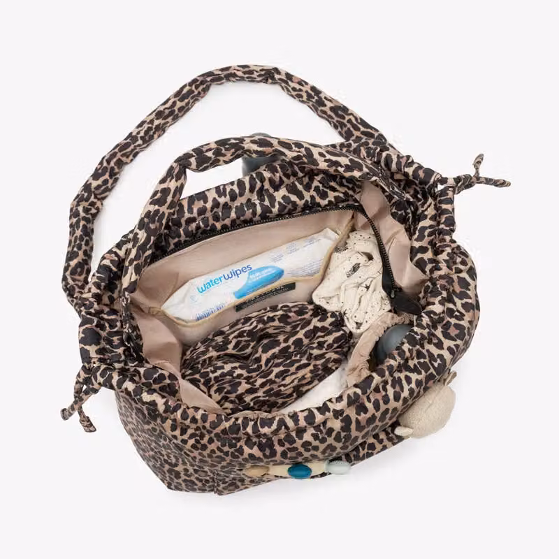 Tiba + Marl Large Luna Drawstring Stroller Bag in Leopard Print Multicolour – 4
