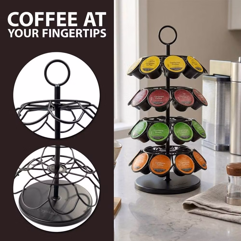 VOGREX Rotating 36 Coffee Capsule Holder in Black Metal, W/D/H: 37.0 x 18.0 x 1.0 cm – 3