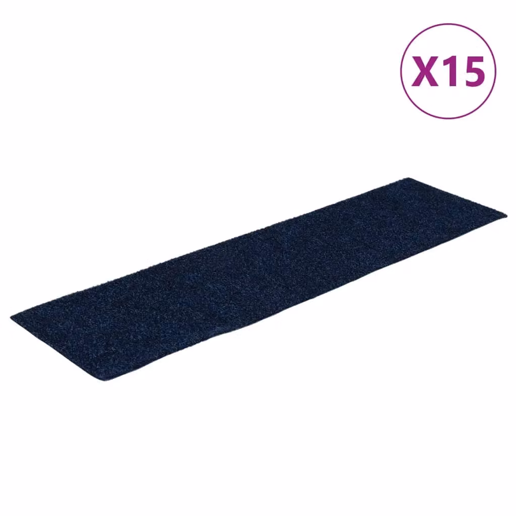 Berkfield Home Self-adhesive Rectangular Stair Mats, 15 Pieces, Blue, W: 76 cm x D: 20 cm – 2