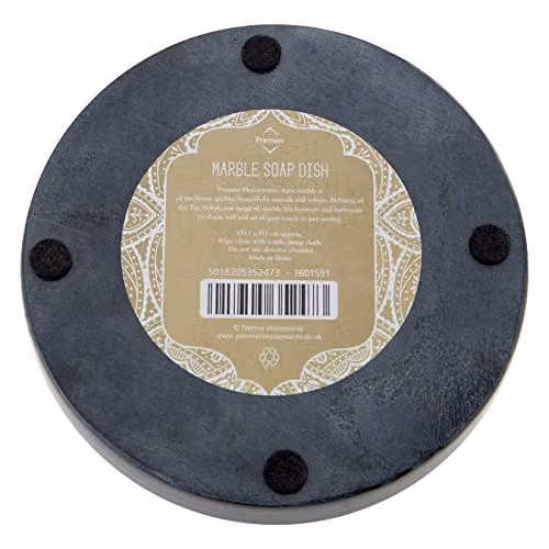 Premier Housewares Grey Stone Soap Dish with Drainage and Non-Slip Base – 3