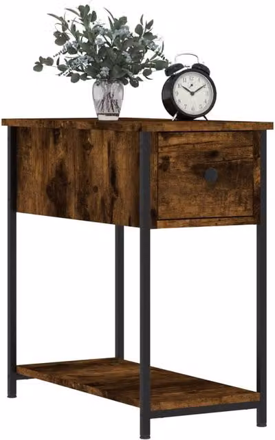 Berkfield Home Set of 2 Durable Bedside Cabinets in Smoked Oak Brown, W/D/H: 30 x 60 x 60 cm