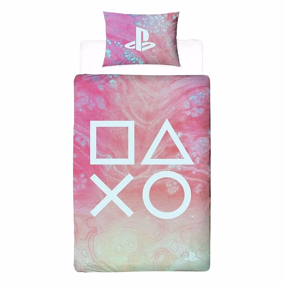Playstation Reversible Marble Effect Duvet Set and Pillowcase in Pink, W: 140 cm, H: 200 cm – 2