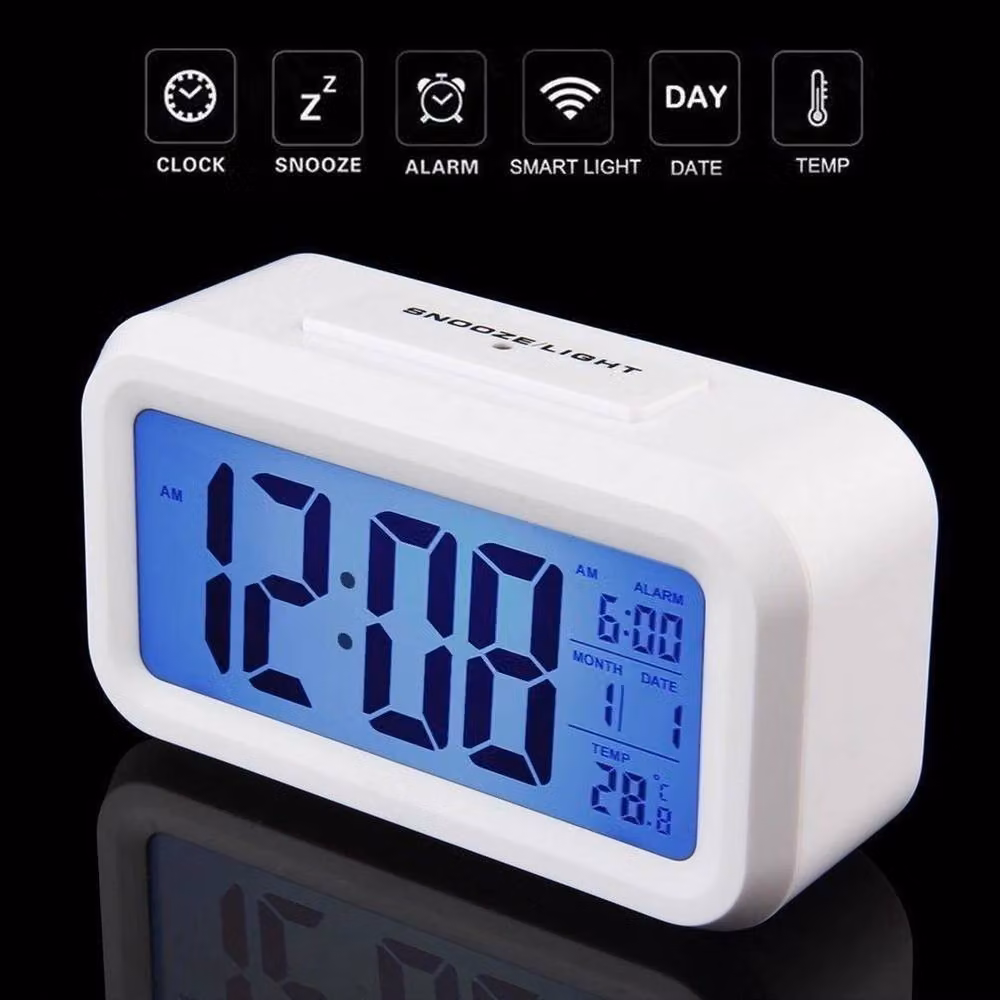 NESTLUNE White Digital LED Snooze Alarm Clock with Temperature Display, W: 100 cm, D: 15 cm – 2