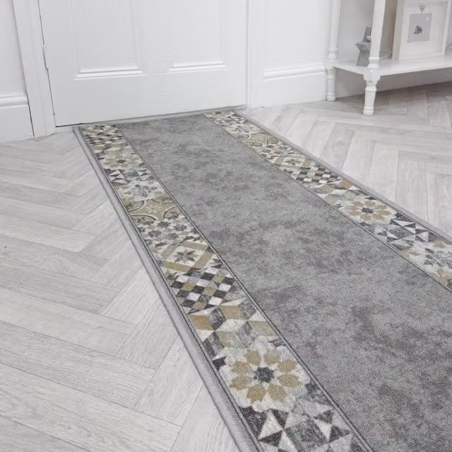 runrug Murcia Grey Non-Slip Hardwearing Hallway Runner Rug W: 66 cm, L: 420 cm – 1