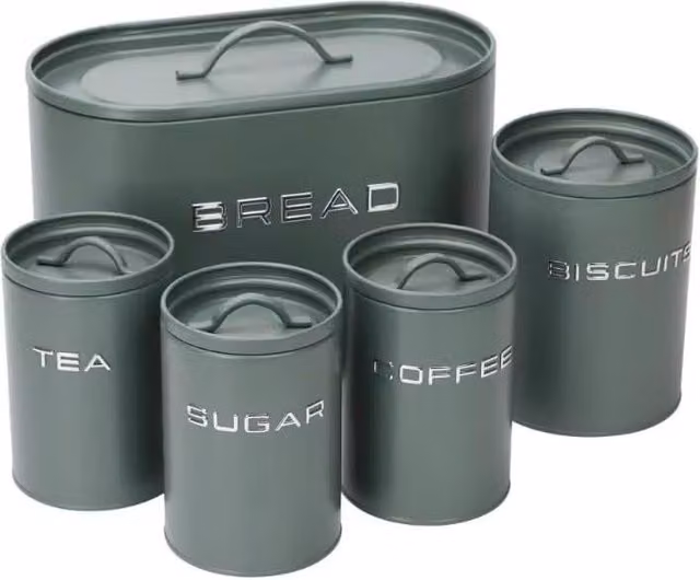 Simpa 5-Piece Metal Kitchen Storage Set in Matt Green – 1