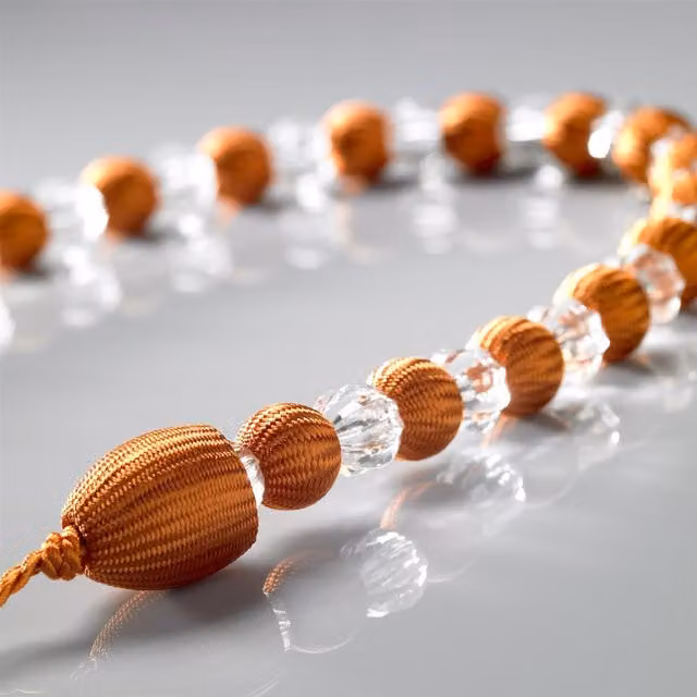 Livinluxury Pair of Orange Beaded Rope Curtain Tie Backs
