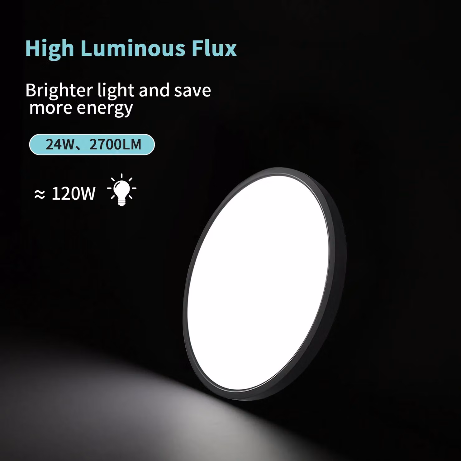 Pheashine Black Round LED Ceiling Light, 24W, 6500K Cool White, Diameter: 30 cm – 2