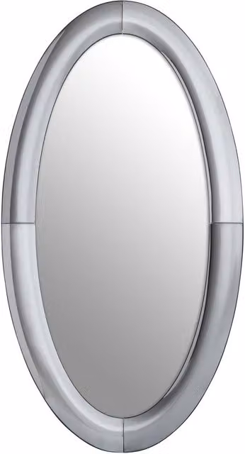 Orsina Art Deco Style Oval Wall Mirror with Silver Wood Frame