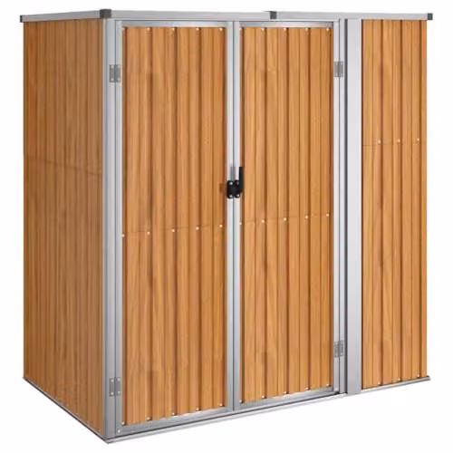 vidaXL Garden Tool Shed in Brown Galvanised Steel, H 161 x W 89 x D 161 cm – 1