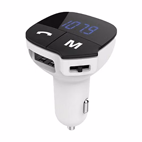 Aquarius Bluetooth Adapter FM Transmitter with Hands-free Calling Car Kit, White – 2