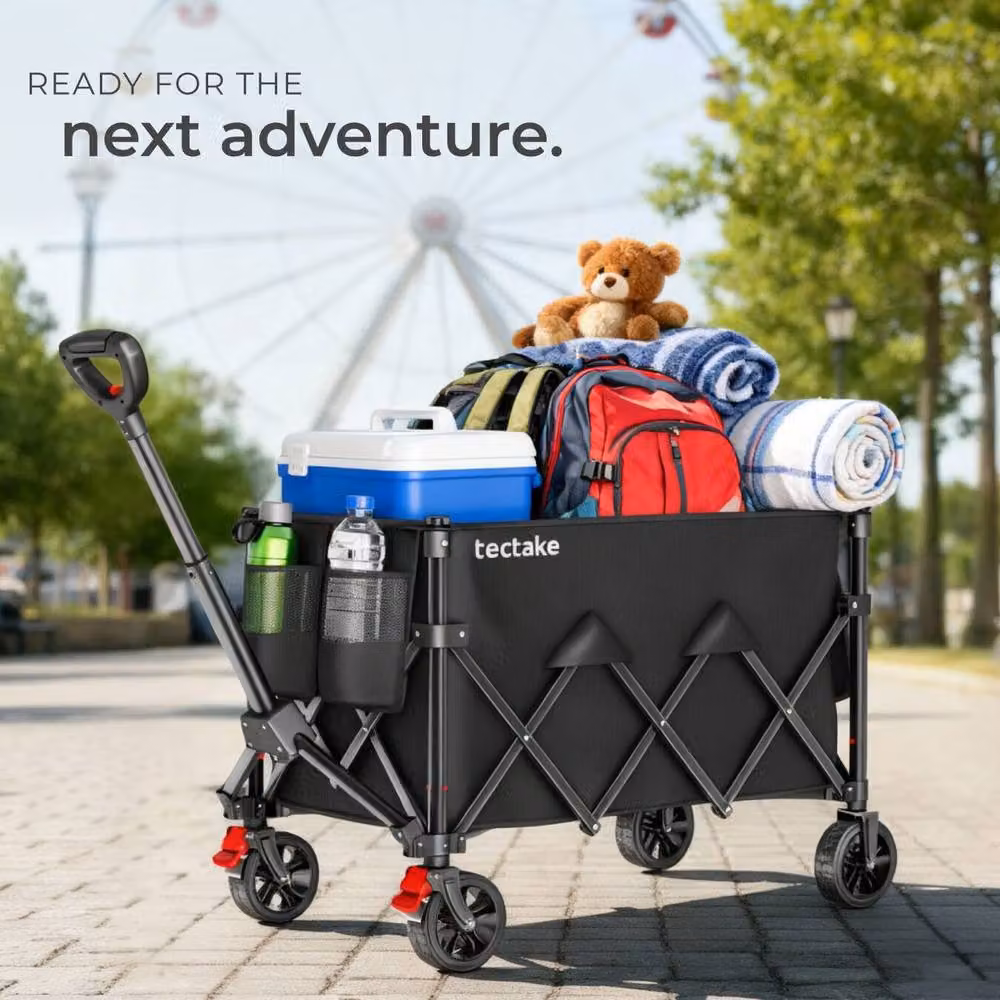 tectake RollRider Folding Trolley with Telescopic Handle and Front Swivel Wheels in Black – 10