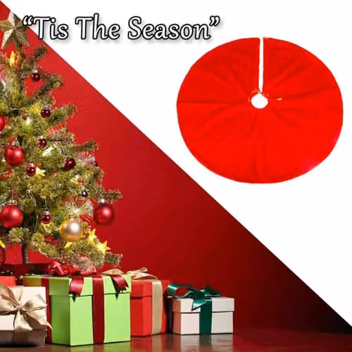 VFM e-Store Red Round Textile Christmas Tree Skirt, Diameter: 90 cm – 4