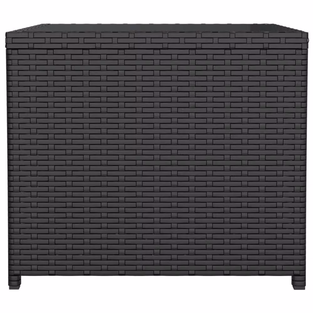 Berkfield Home Black Poly Rattan Tea Table with Tempered Glass Top – 4