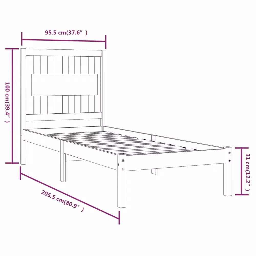 Berkfield Home Rustic Solid Wood Pine Bed Frame, Brown, W/D/H: 90 x 200 cm – 2