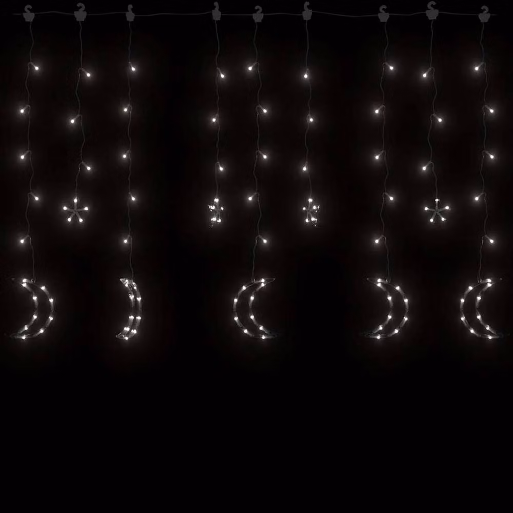 Berkfield Home Star and Moon Fairy Lights with Remote Control, 138 LED Cool White in Clear – 3