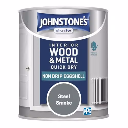 Johnstone's Quick Dry Interior Wood and Metal Eggshell Paint, Grey, 0.75 l – 3