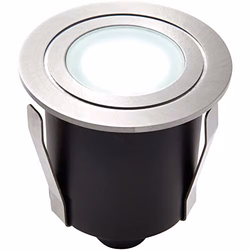 Loops Recessed LED Outdoor Guide Light in Silver Stainless Steel with Cool White Light, IP67 Rated