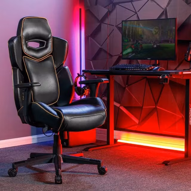 X Rocker Drogon Gaming Chair for Children in Black and Gold Synthetic Leather