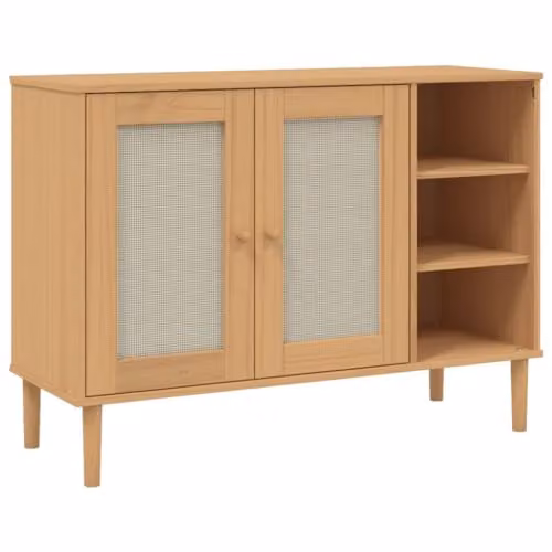vidaXL SENJA Sideboard in Brown Rattan Look Solid Pine Wood W/D/H: 112 x 40 x 80 cm