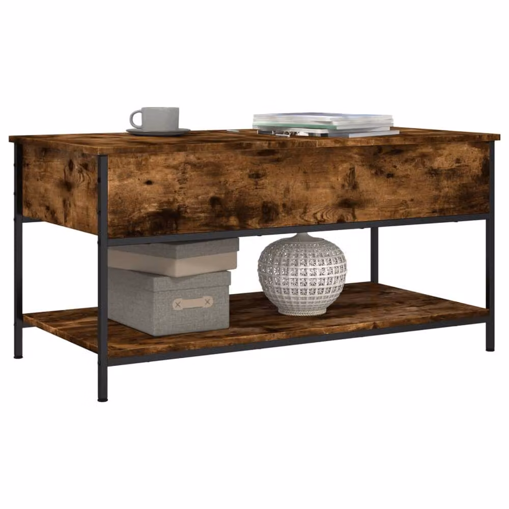 Berkfield Home Smoked Oak Coffee Table in Brown, W/D/H: 100 x 50 x 50 cm – 4