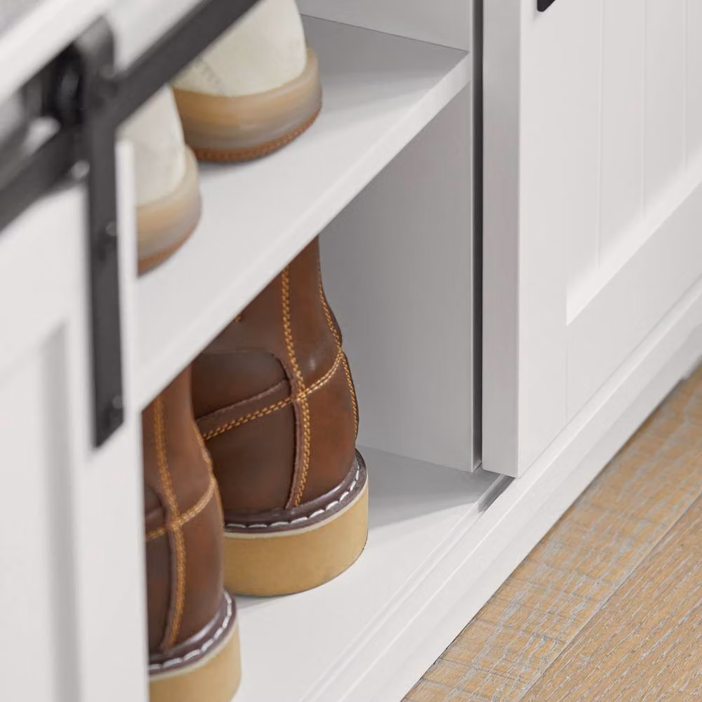 SoBuy Modern Entrance Bench and Shoe Rack with Storage in White, Grey or Black, W: 120 cm – 4