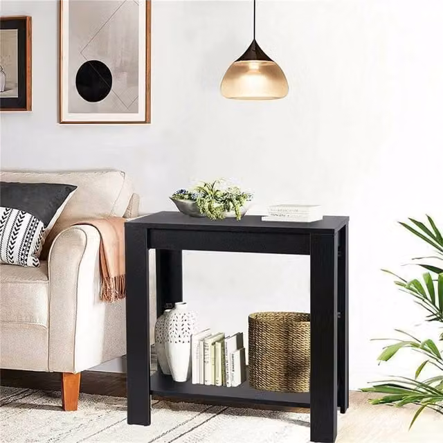EONLION Black Wood Coffee End Table and Sofa Corner Table