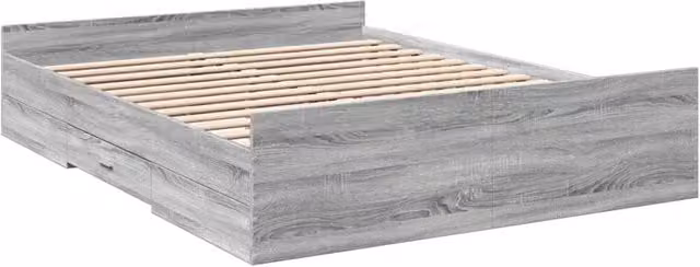 Berkfield Home Modern King Size Bed Frame with Drawers, Grey Sonoma, W: 150 cm, D: 200 cm, H: 40 cm – 1