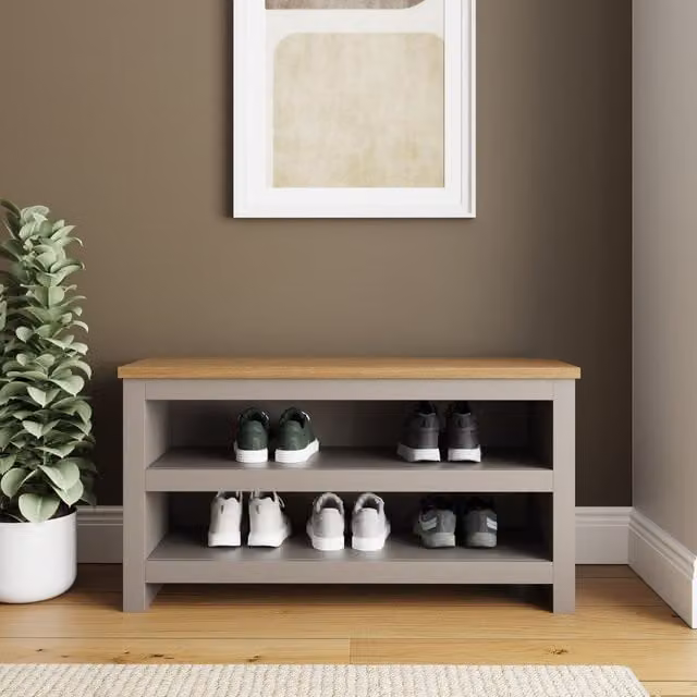 GFW Lancaster Simple Grey Shoe Rack Bench – 3