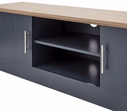 GFW Kendal Large TV Cabinet in Blue and Oak, W: 150.0 cm, H: 48.0 cm, D: 39.0 cm – 4