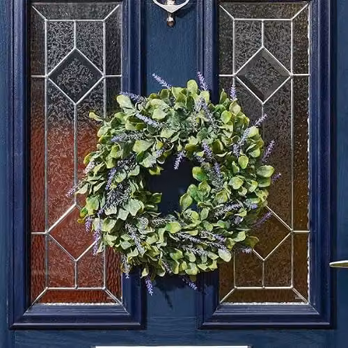 Smart Garden Lavender Whirl Round Floral Wreath, Green, Diameter: 35 cm – 2