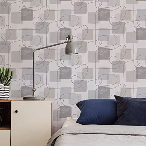 Fresco Abstract Lines Grey Modern Paper Wallpaper