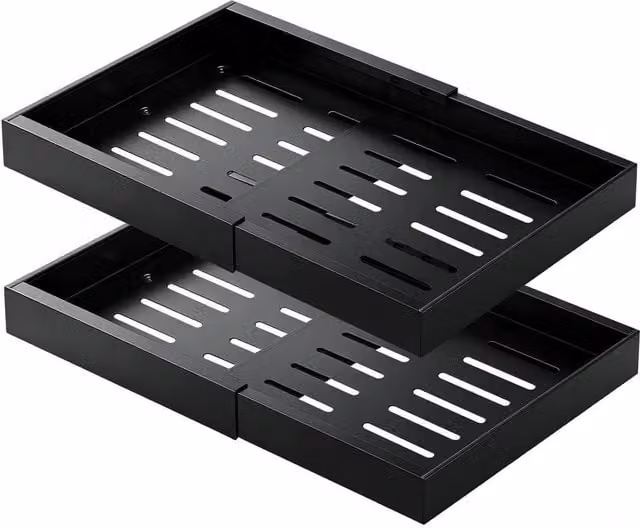 NESTLUNE 2 Pack Expandable Metal Pull Out Cabinet Organiser in Black – 1