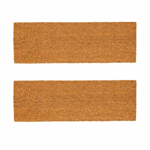 Nicola Spring Classic Coir Step Mats, Pack of 2, Brown and Black, W: 60 cm, D: 20 cm, H: 1.5 cm