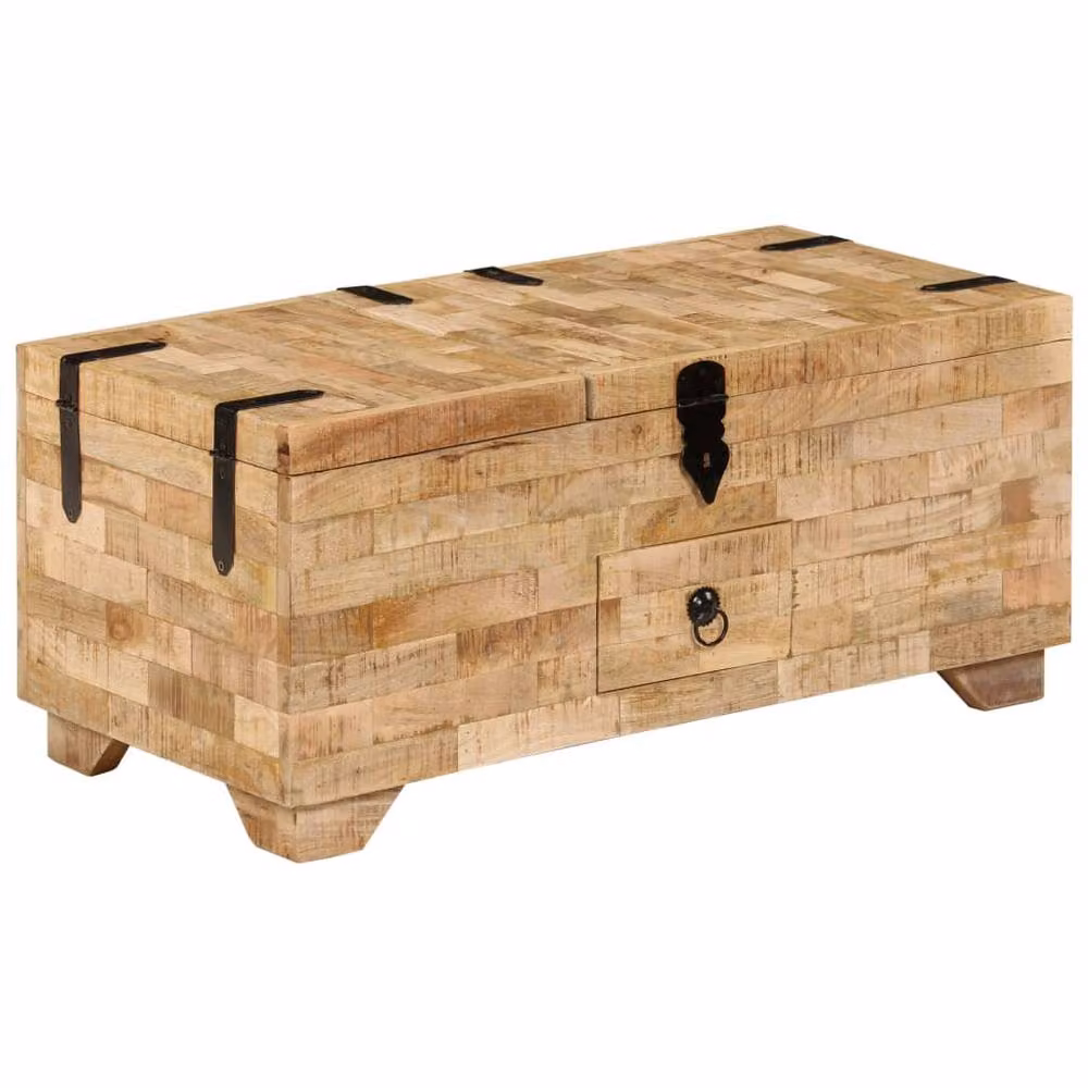 Berkfield Home Solid Mango Wood Coffee Table in Brown, W/D/H: 80 x 40 x 35 cm – 2