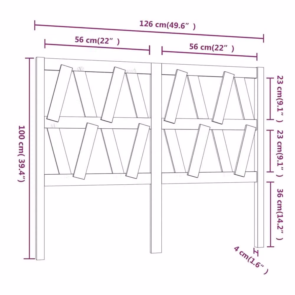 Berkfield Home Beautiful Bed Headboard in Grey Solid Pine Wood, W/D/H: 126 x 4 x 100 cm – 5
