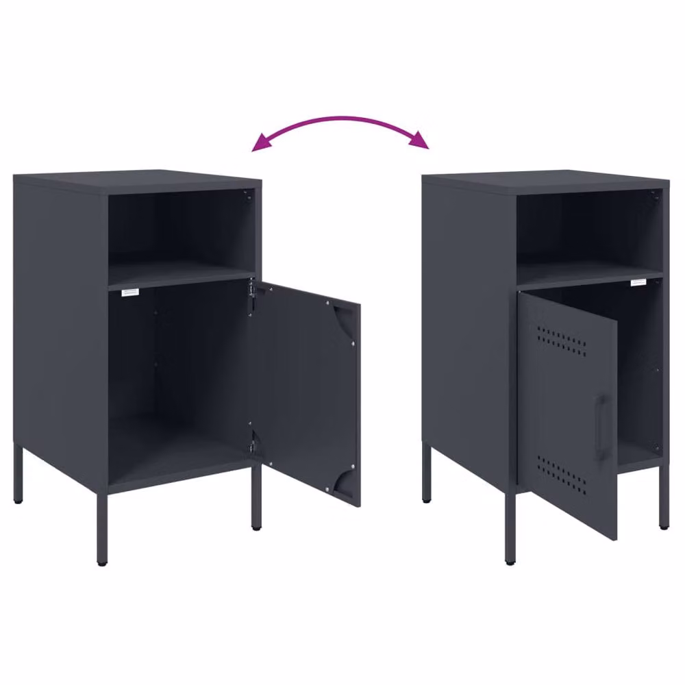 Berkfield Home Set of 2 Anthracite Steel Bedside Cabinets, W/D/H: 36 x 39 x 68 cm – 4