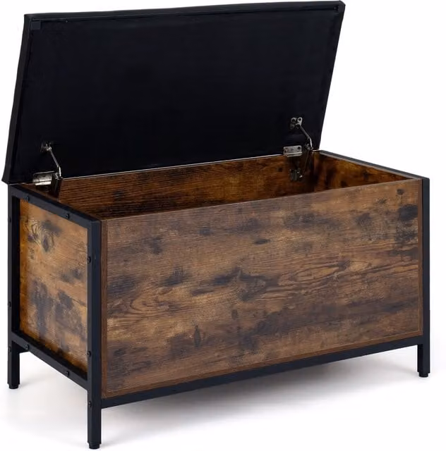 COSTWAY Industrial Shoe Bench in Brown with Synthetic Leather and Metal Frame